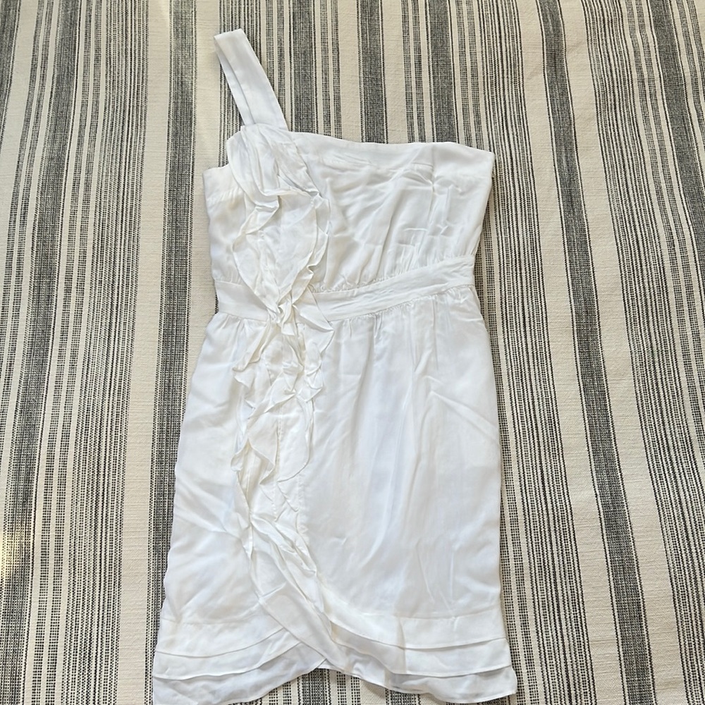 BCBG white dress, one sleeve